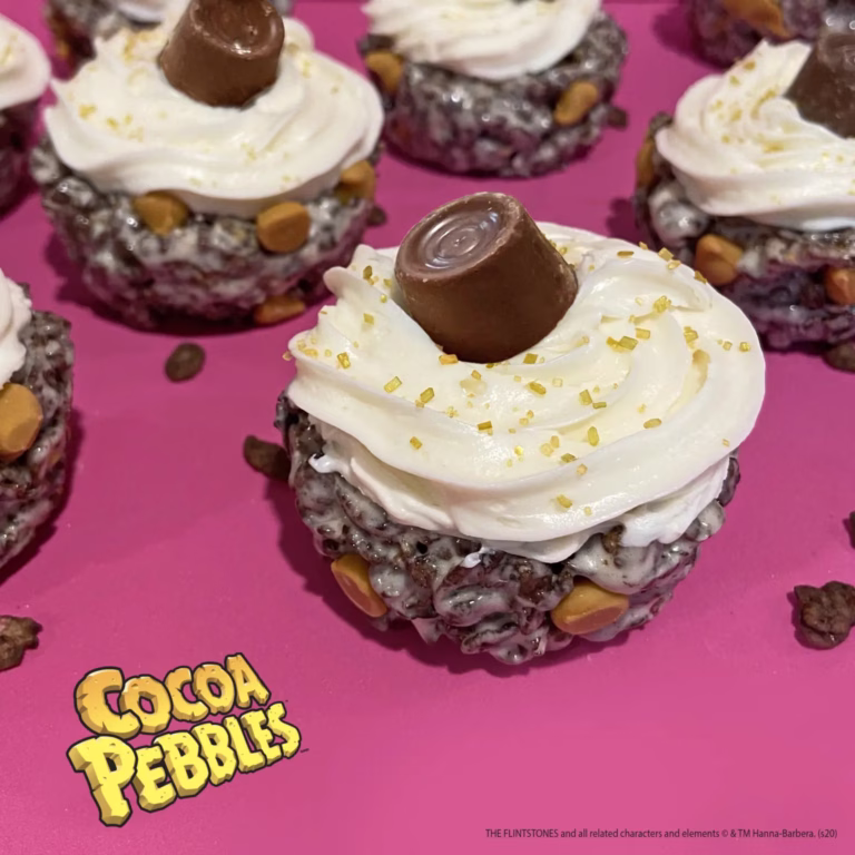 Caramel Cocoa PEBBLES™ Cereal Cupcakes