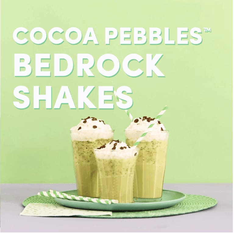 Cocoa PEBBLES™ Cereal Bedrock Milkshake