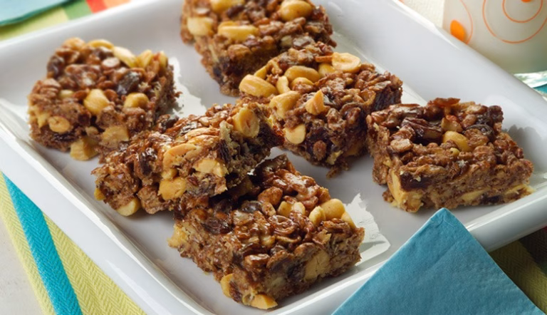 Cocoa PEBBLES trail mix bars