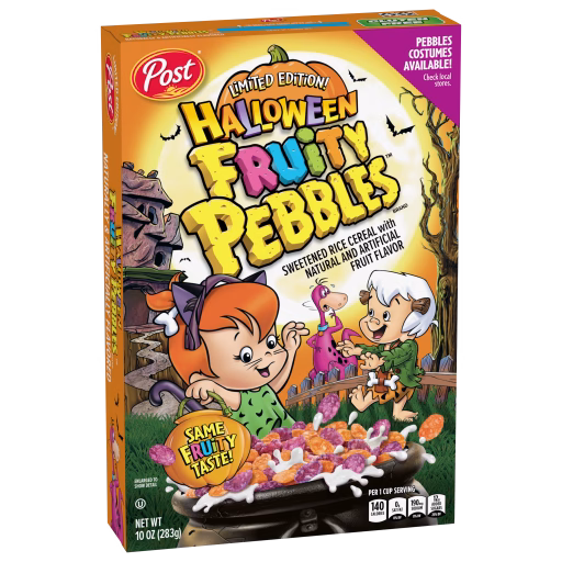 Halloween Fruity PEBBLES cereal box