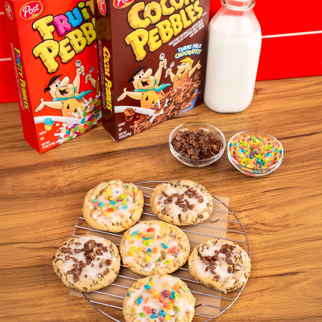 PEBBLES cereal cookies with milk glaze